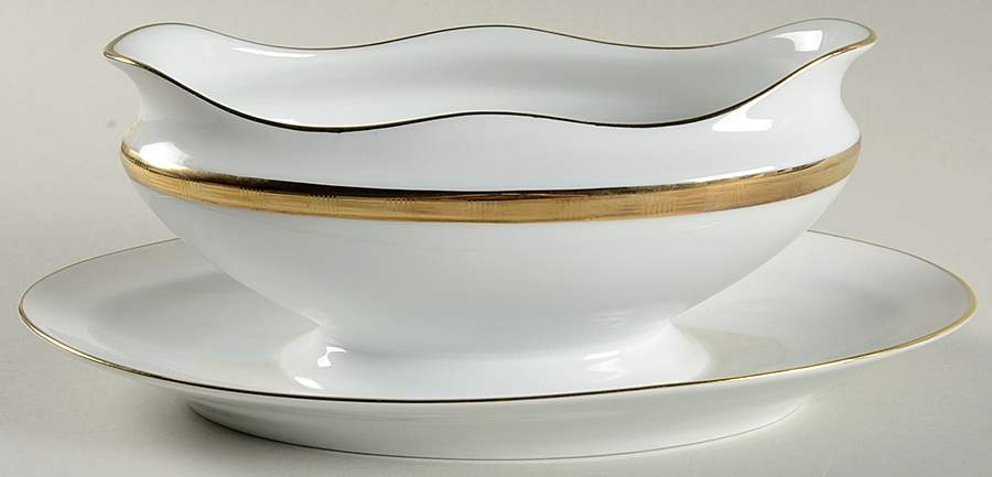 Dorato Gravy Boat with Attached Underplate by Ginori 1735-1