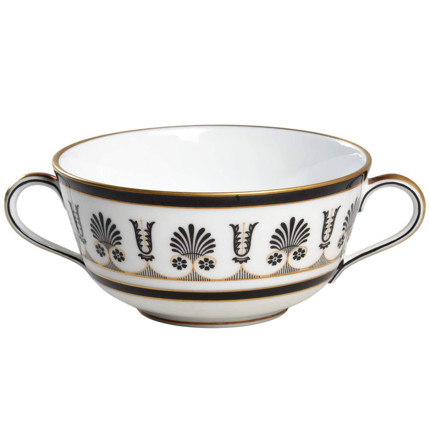 Ercolano Black Flat Cream Soup Bowl by Ginori 1735-1