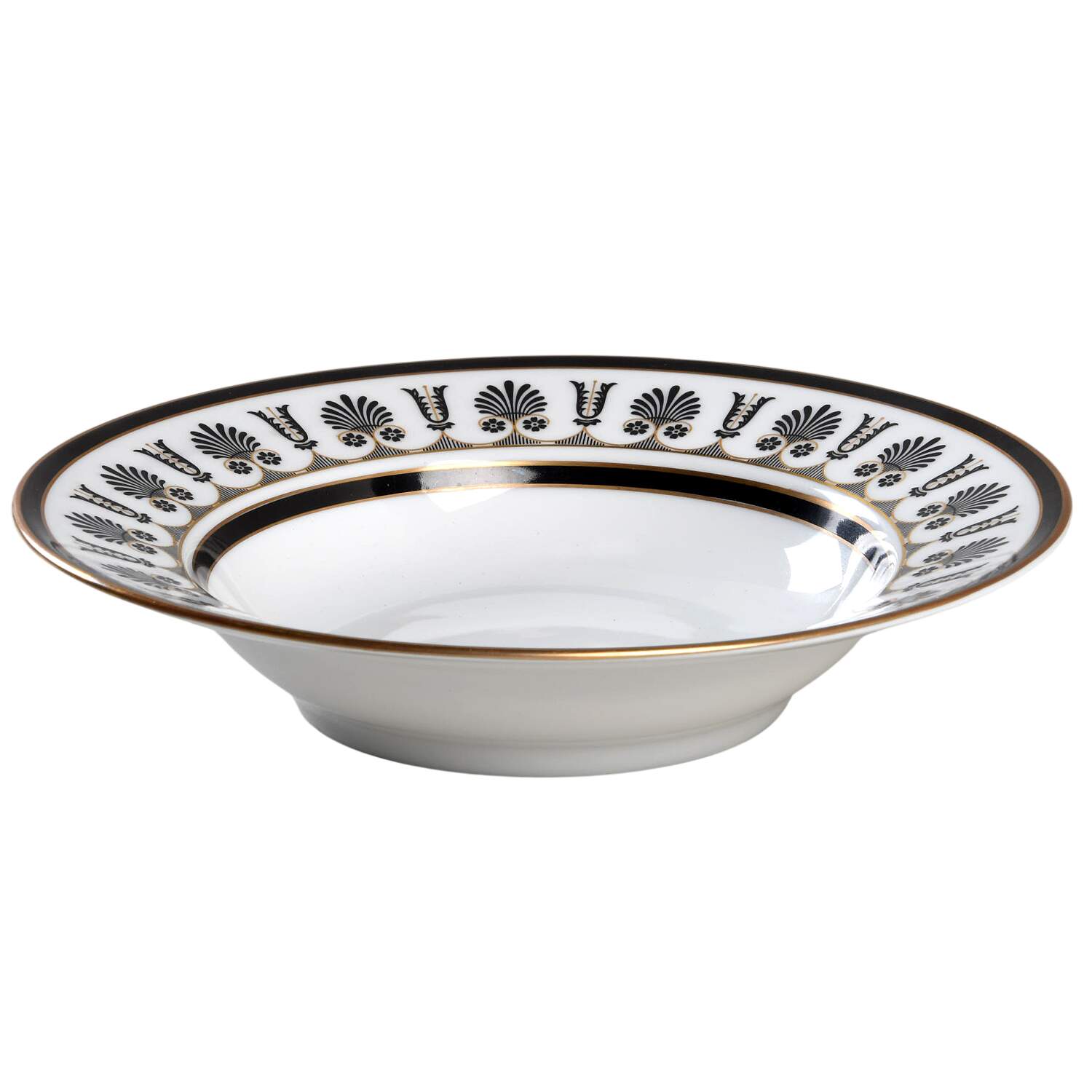 Ercolano Black Rim Soup Bowl by Ginori 1735-1