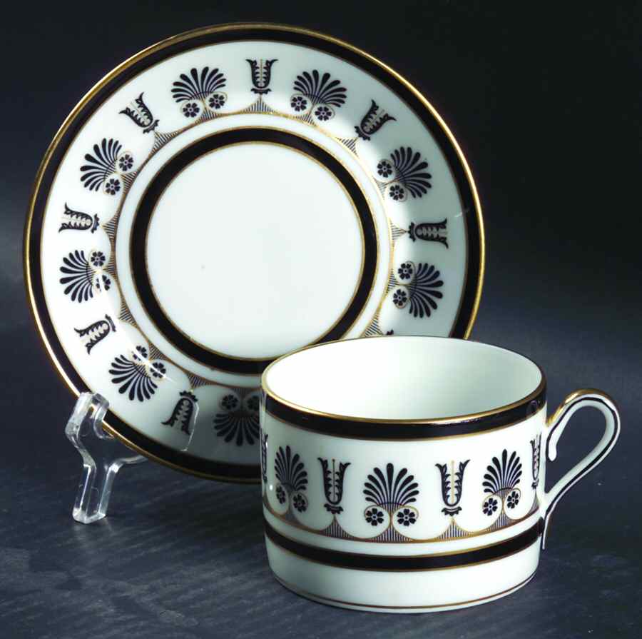 Ercolano Black Flat Cup & Saucer Set by Ginori 1735-1