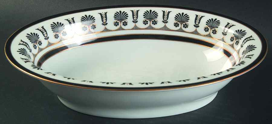 Ercolano Black 9" Oval Vegetable Bowl by Ginori 1735-1