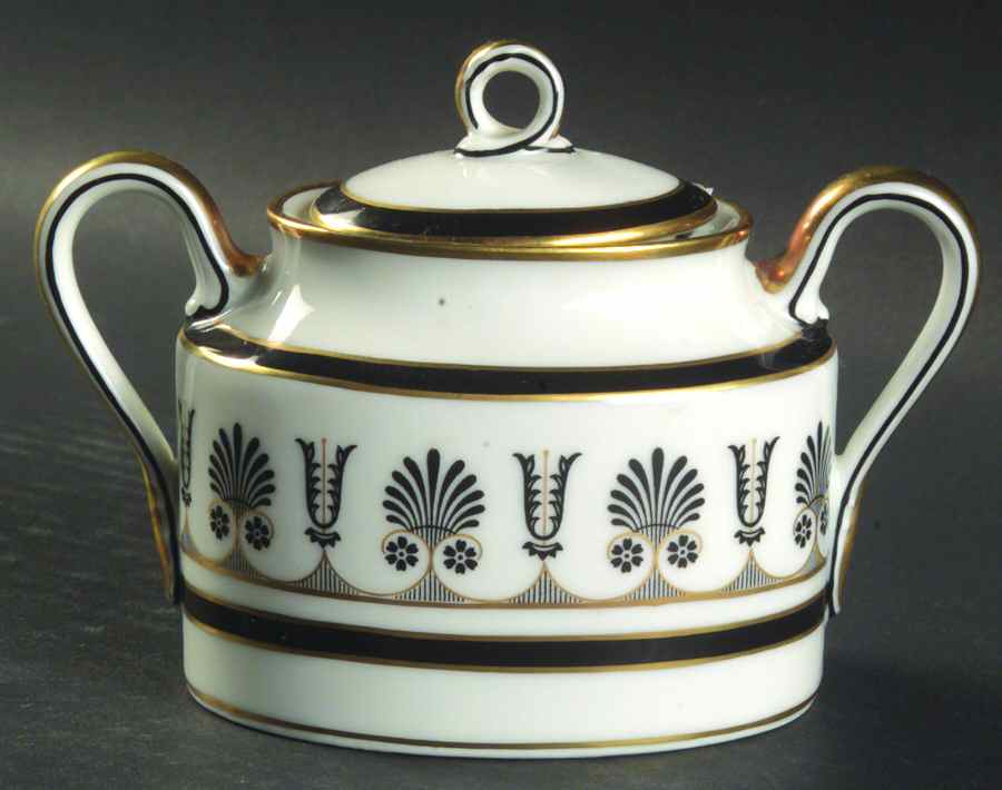 Ercolano Black Sugar Bowl & Lid by Ginori 1735-1