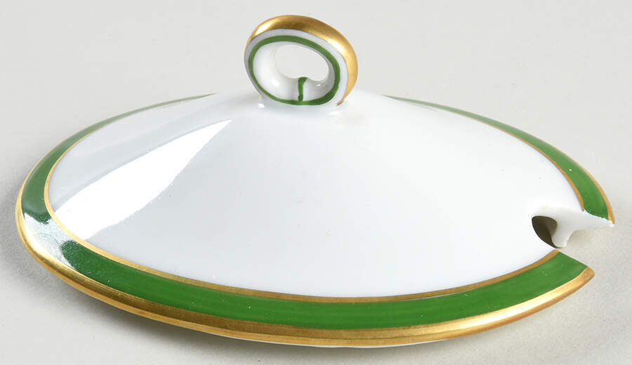 Ercolano Green Lid for Mustard with Attached Underplate by Ginori 1735-1