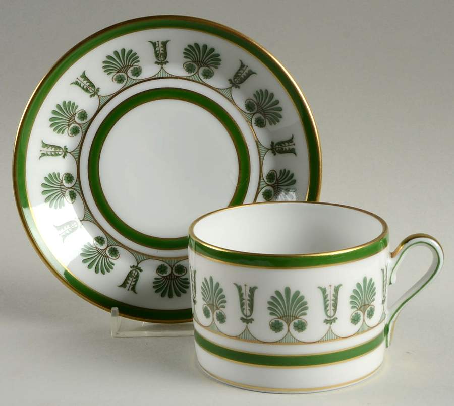 Ercolano Green Flat Cup & Saucer Set by Ginori 1735-1