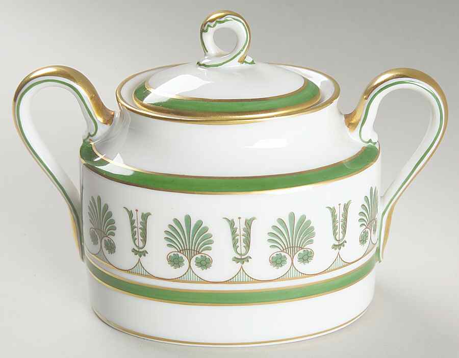Ercolano Green Sugar Bowl & Lid by Ginori 1735-1