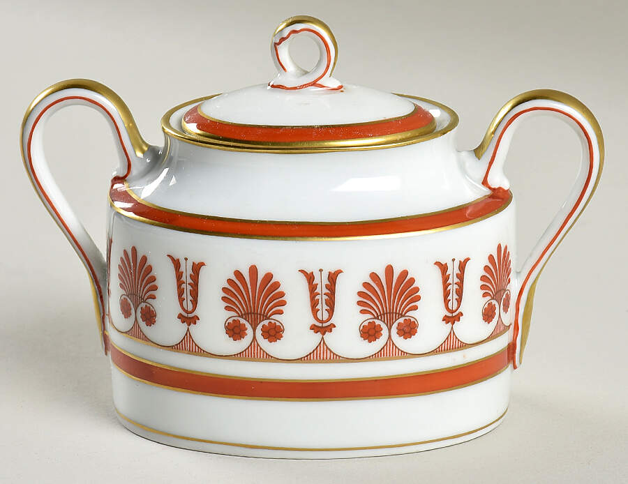Ercolano Red Sugar Bowl & Lid by Ginori 1735-1