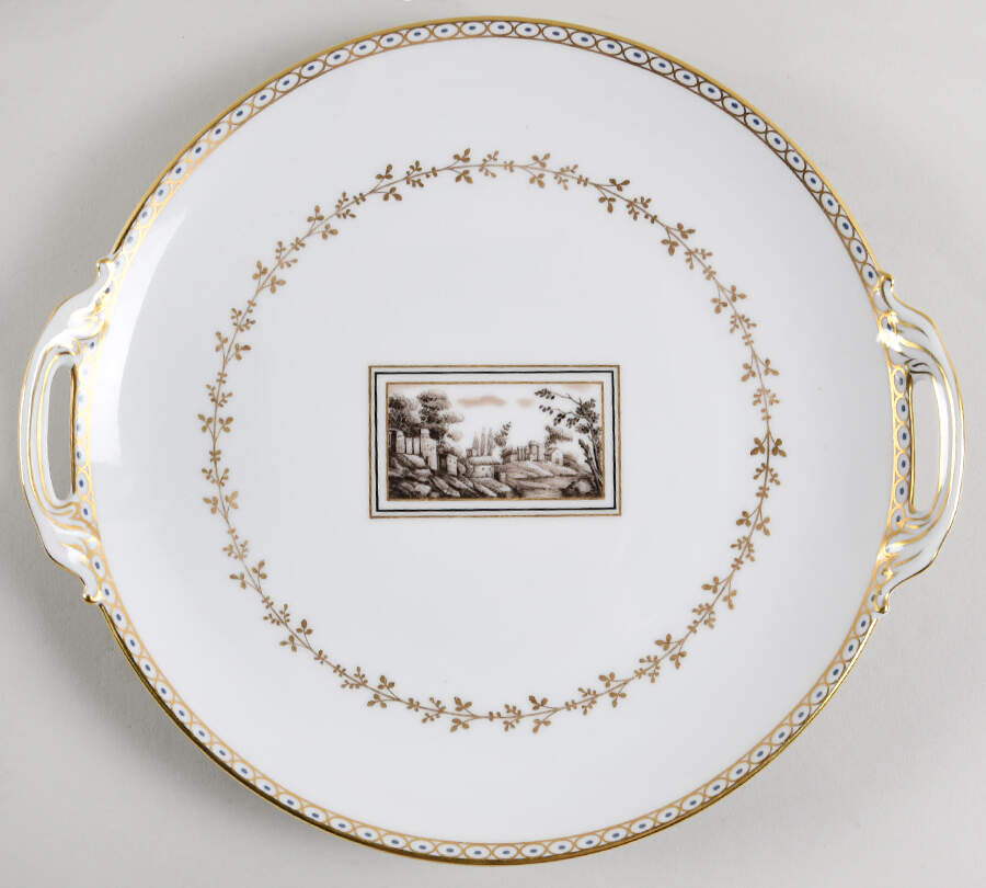 Fiesole (Italian Scene) Handled Cake Plate by Ginori 1735-1