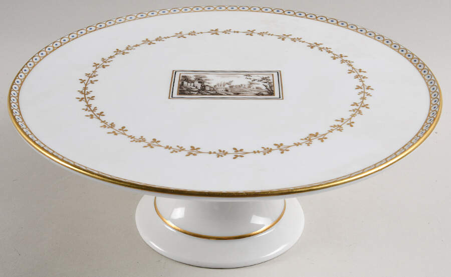 Fiesole (Italian Scene) 10" Diameter Pedestal Cake Stand by Ginori 1735-1