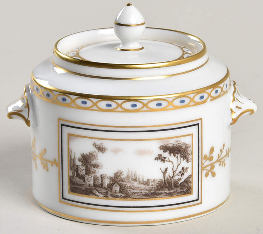 Fiesole (Italian Scene) Miniature Sugar Bowl & Lid by Ginori 1735-1