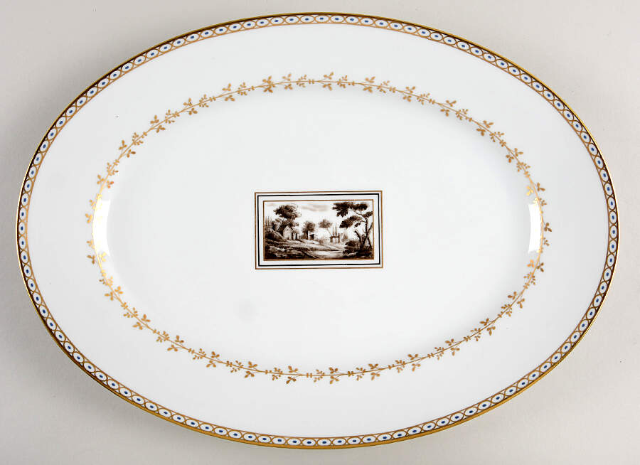 Fiesole (Italian Scene) 14" Oval Serving Platter by Ginori 1735-1