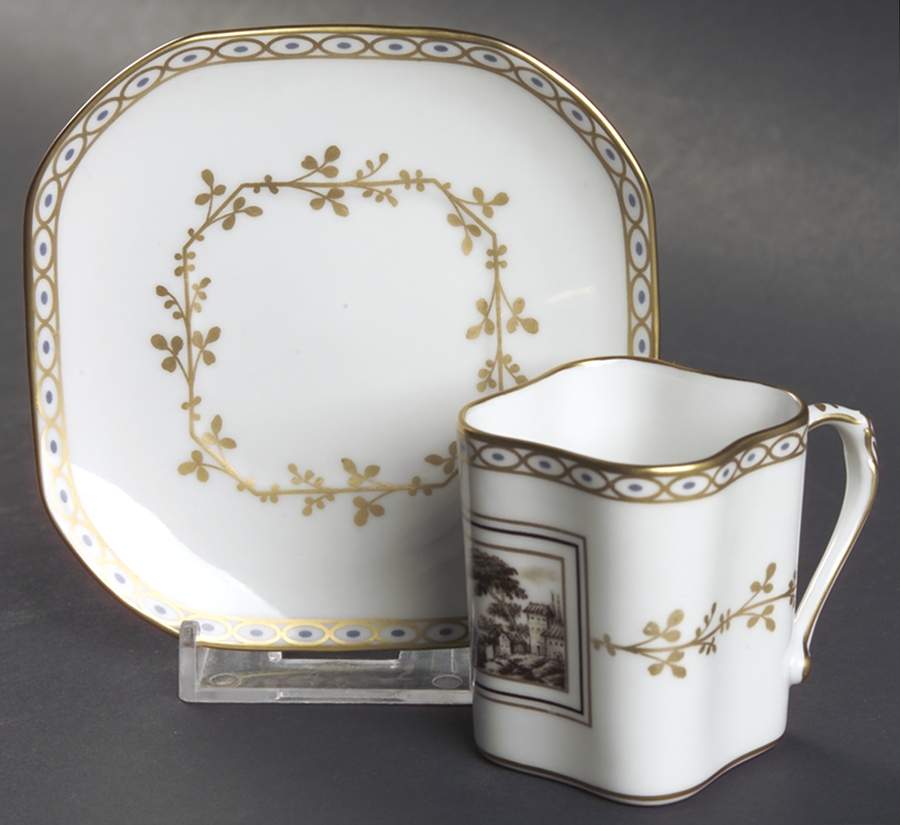 Fiesole (Italian Scene) Flat Demitasse Cup & Saucer Set by Ginori 1735-1