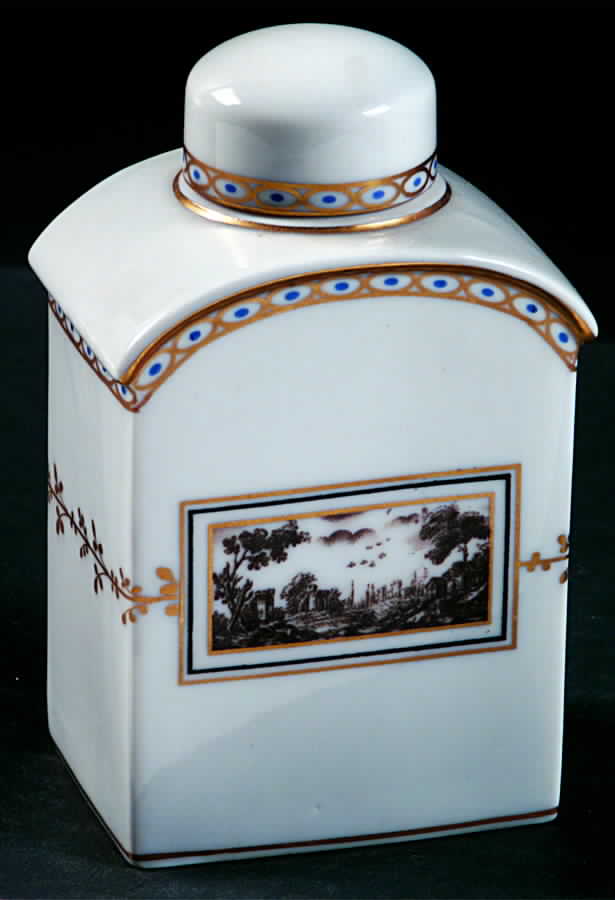 Fiesole (Italian Scene) Tea Caddy & Lid by Ginori 1735-1
