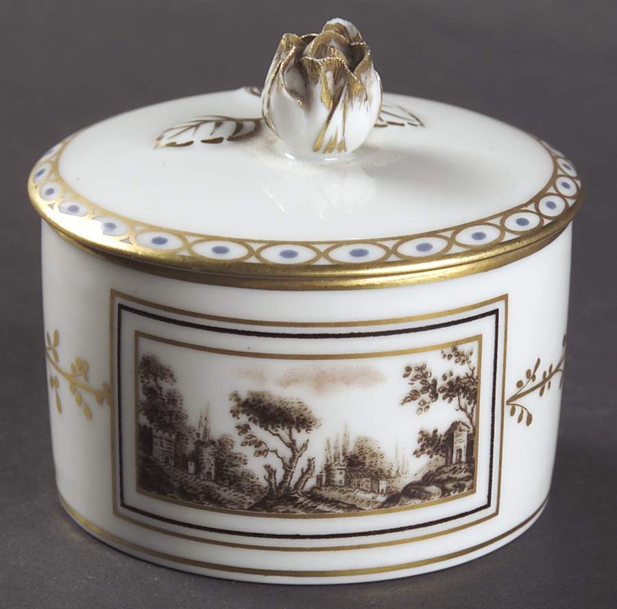 Fiesole (Italian Scene) 2" Round Box & Lid by Ginori 1735-1