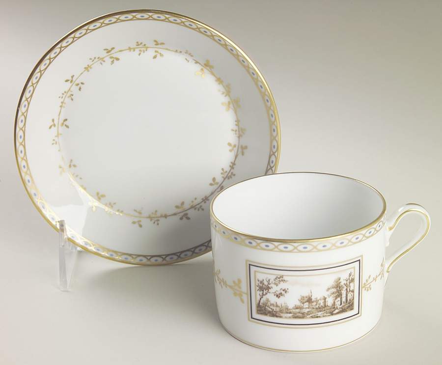 Fiesole (Italian Scene) Flat Cup & Saucer Set by Ginori 1735-1