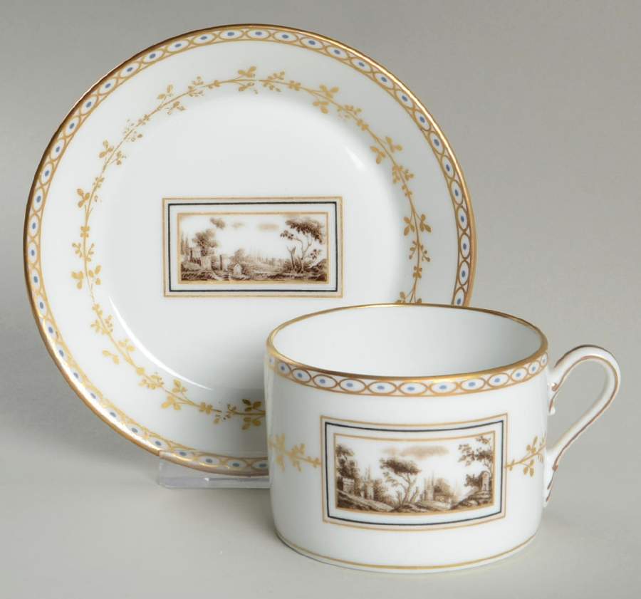 Fiesole (Italian Scene) Flat Cup & Saucer Set by Ginori 1735-1