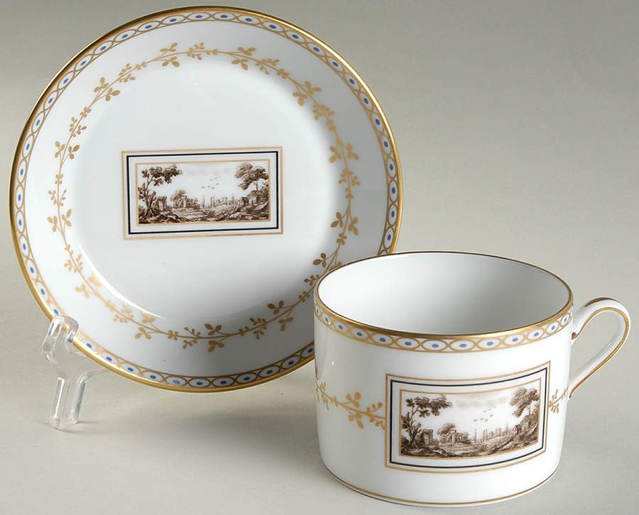 Fiesole (Italian Scene) Flat Cup & Saucer Set by Ginori 1735-1