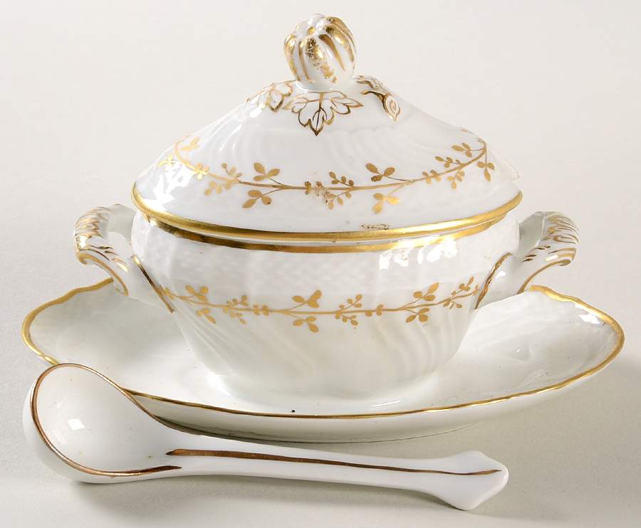 Firenze Mustard with Attached Underplate, Lid and Spoon by Ginori 1735-1
