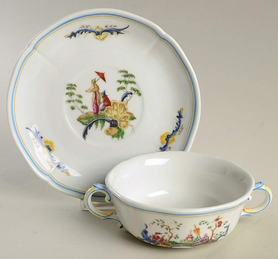 GIN2 Flat Cream Soup Bowl & Saucer Set by Ginori 1735-1