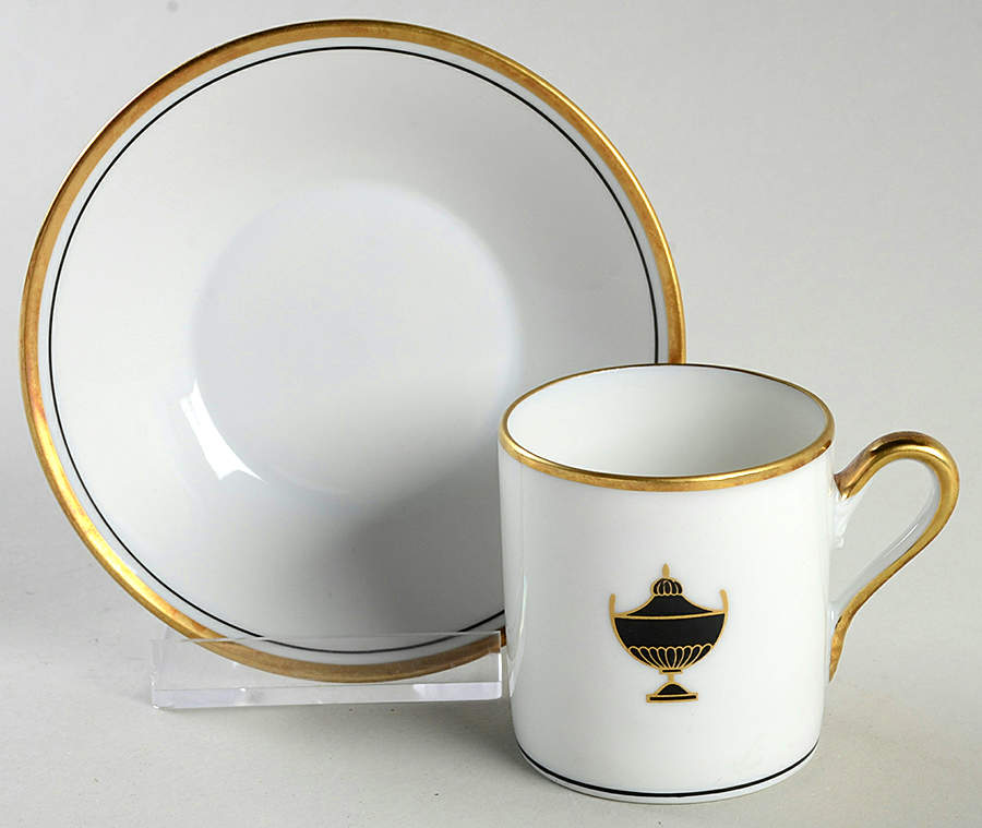 Impero Black Flat Demitasse Cup & Saucer Set by Ginori 1735-1