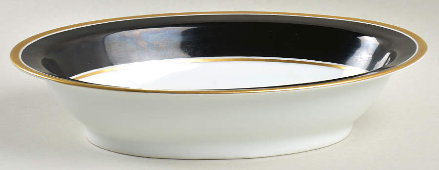 Impero Black 9" Oval Vegetable Bowl by Ginori 1735-1