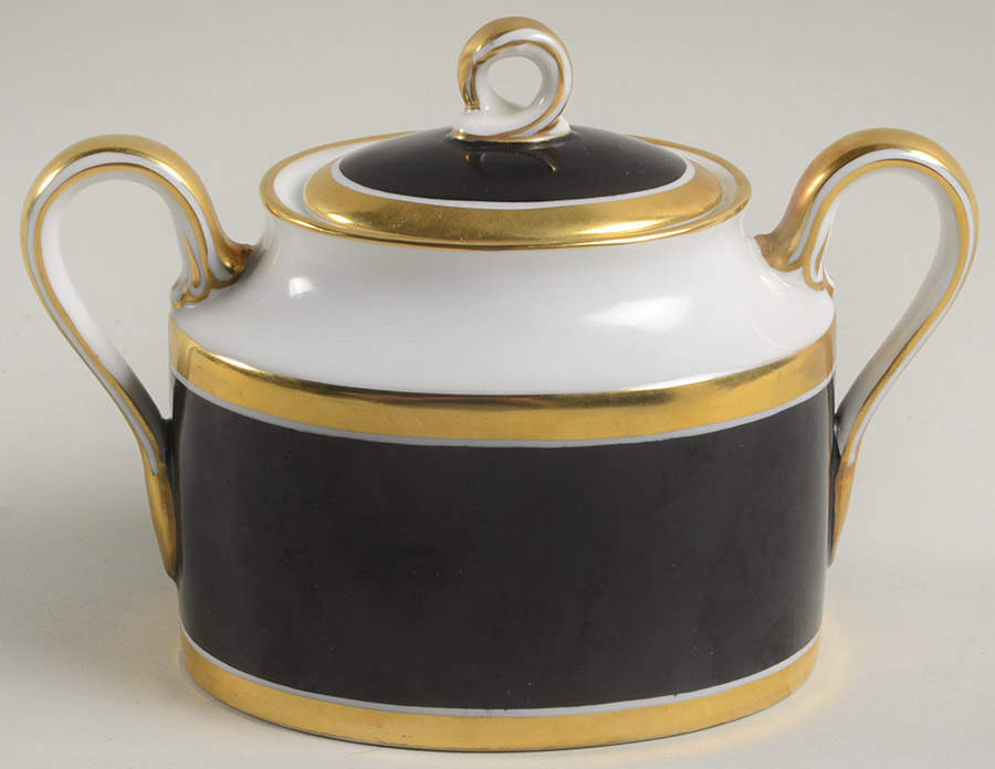 Impero Black Sugar Bowl & Lid by Ginori 1735-1