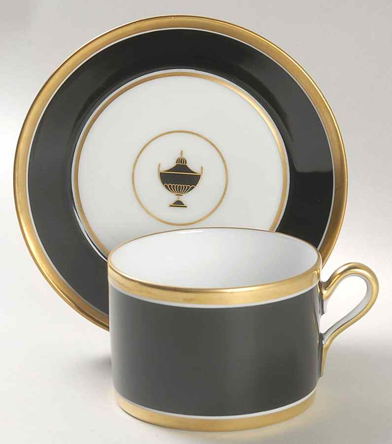 Impero Black Flat Cup & Saucer Set by Ginori 1735-1