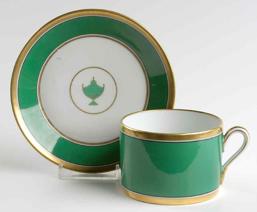 Impero Green Flat Cup & Saucer Set by Ginori 1735-1