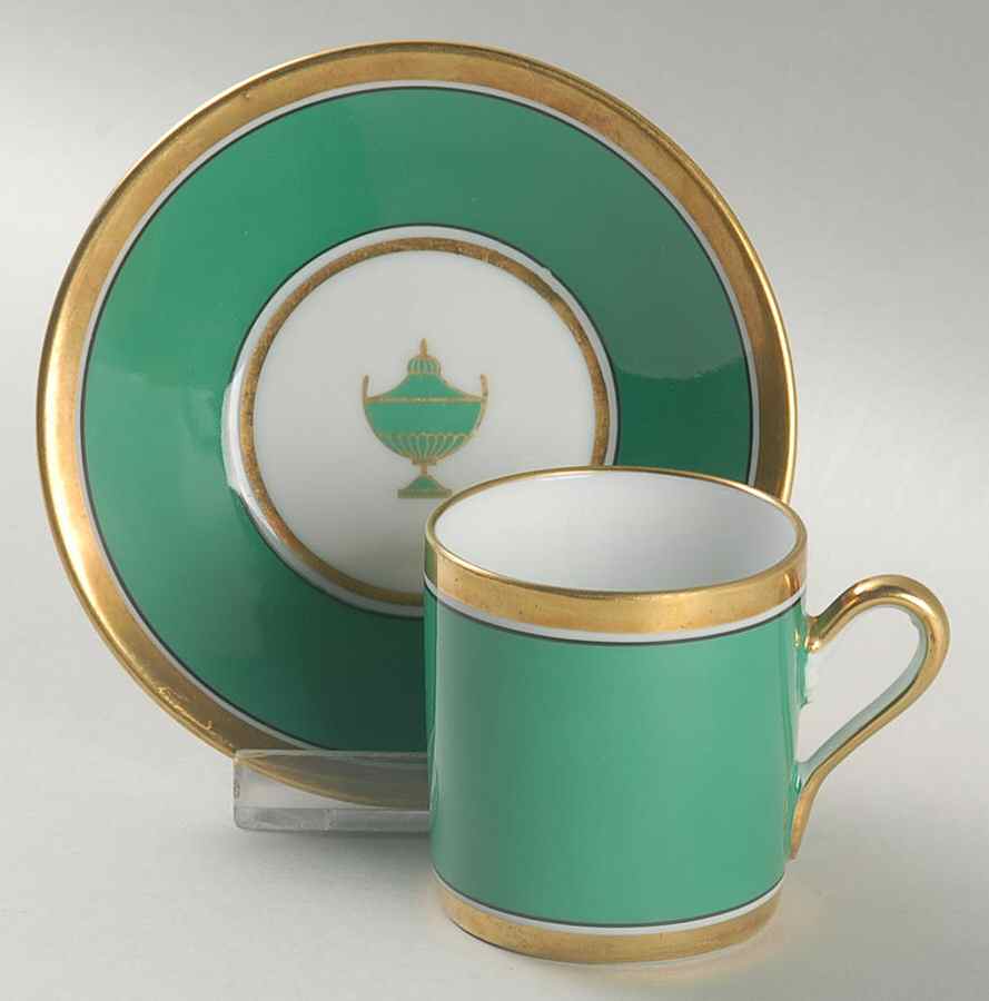 Impero Green Flat Demitasse Cup & Saucer Set by Ginori 1735-1