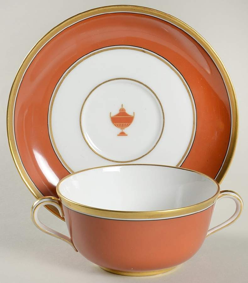 Impero Red Flat Cream Soup Bowl & Saucer Set by Ginori 1735-1