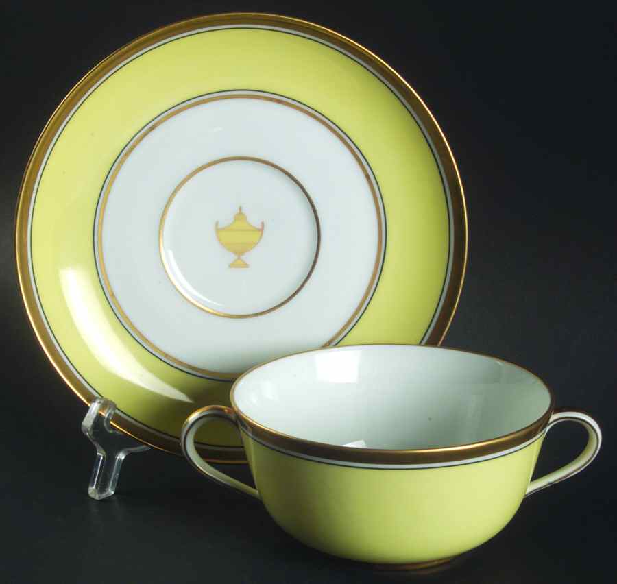 Impero Yellow Footed Cream Soup Bowl & Saucer Set by Ginori 1735-1