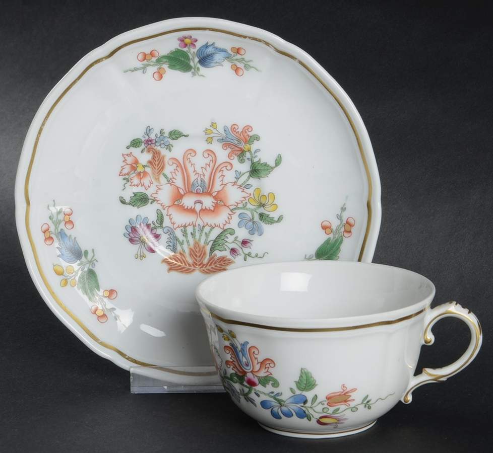 Ischia (Antico Doccia Shape) Flat Cup & Saucer Set by Ginori 1735-1