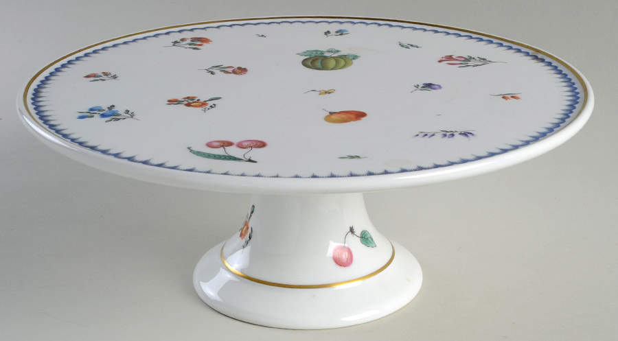 Italian Fruits (Antico Doccia) 10" Diameter Pedestal Cake Stand by Ginori 1735-1