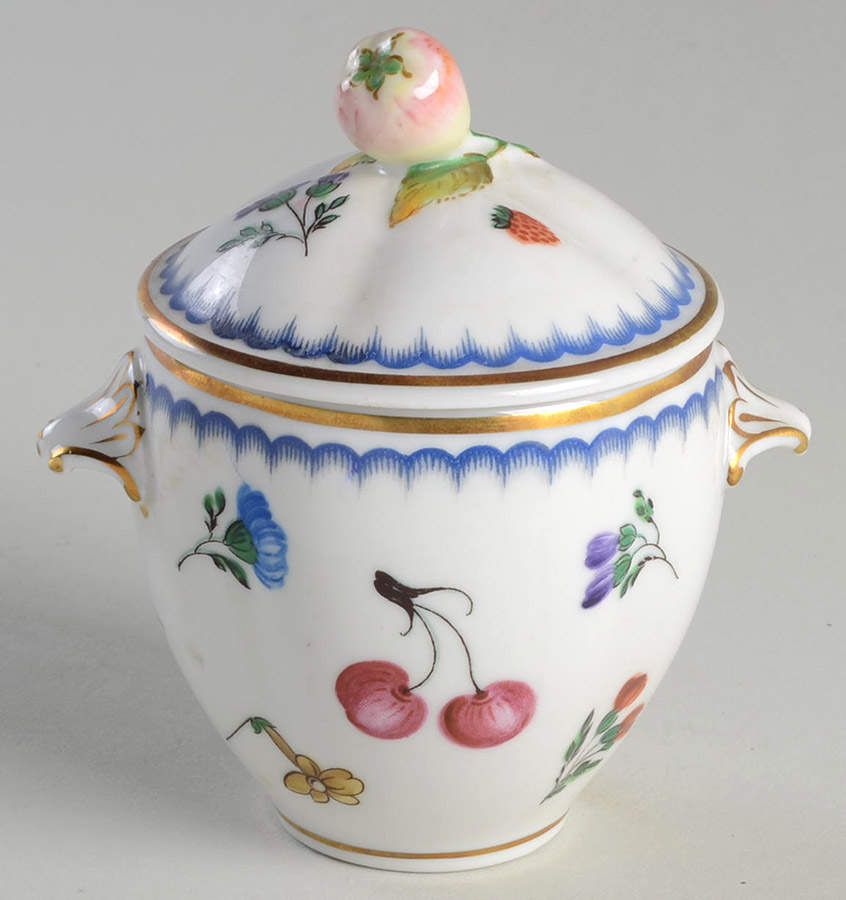 Italian Fruits (Antico Doccia) Mini Sugar Bowl & Lid by Ginori 1735-1