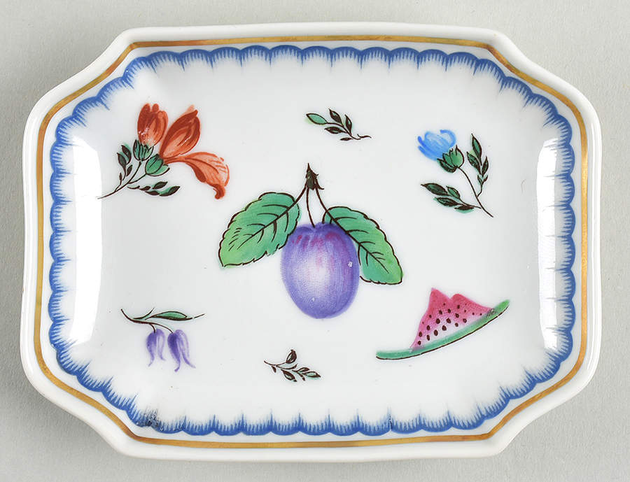 Italian Fruits (Antico Doccia) Silver Tray by Ginori 1735-1