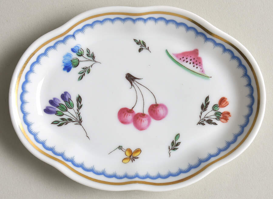 Italian Fruits (Antico Doccia) 4" Scalloped Tray by Ginori 1735-1