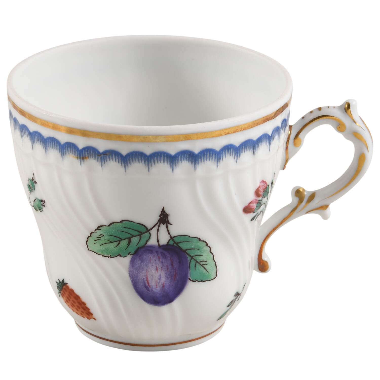 Italian Fruits (Antico Doccia) Flat Demitasse Cup by Ginori 1735-1