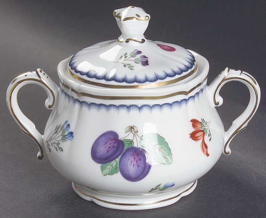 Italian Fruits (Antico Doccia) Sugar Bowl & Lid by Ginori 1735-1