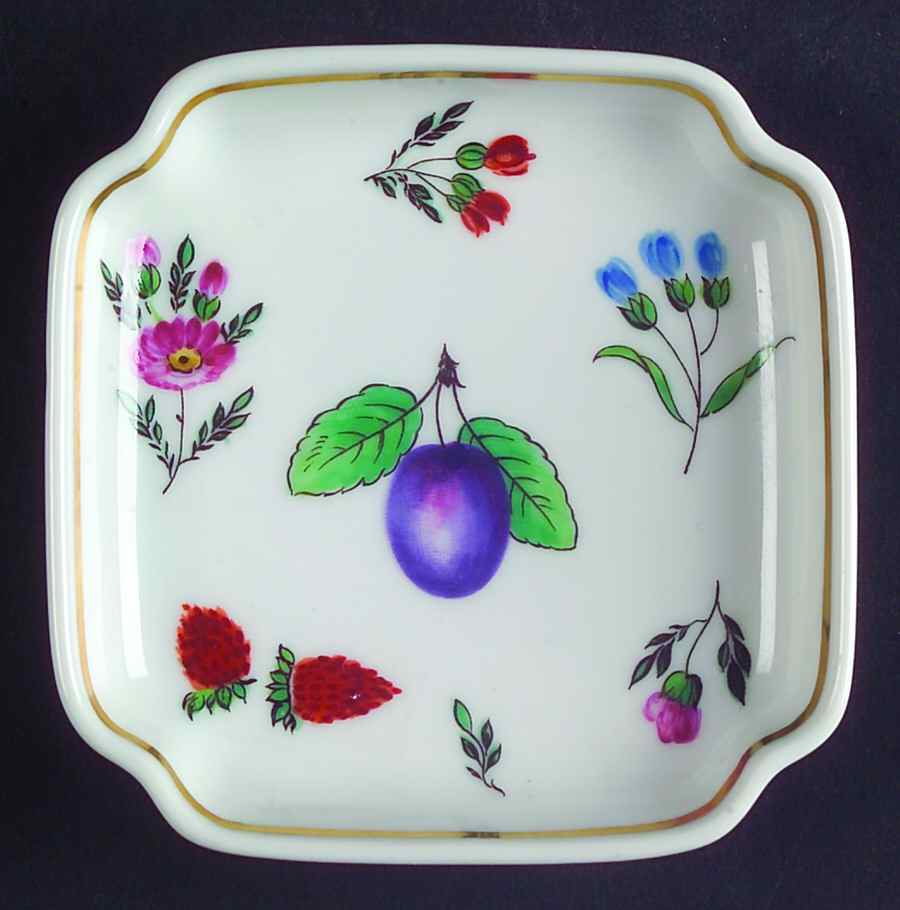 Italian Fruits (Antico Doccia) 3" Square Nut Dish by Ginori 1735-1