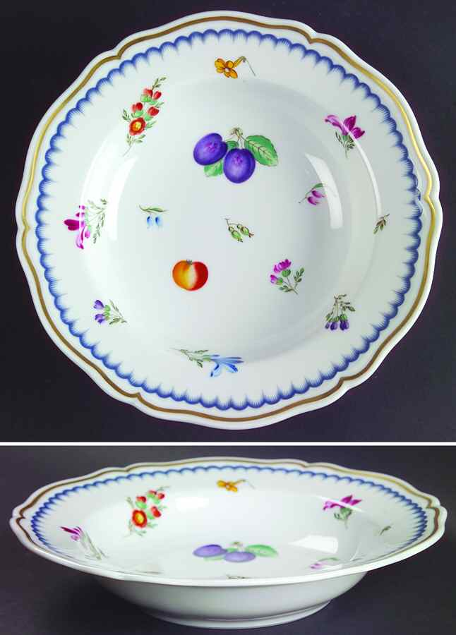 Italian Fruits (Antico Doccia) Rim Soup Bowl by Ginori 1735-1