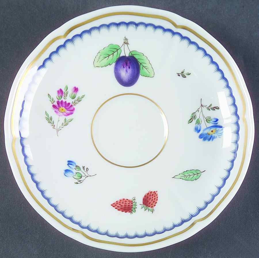 Italian Fruits (Antico Doccia) Saucer for Flat Demitasse Cup by Ginori 1735-1