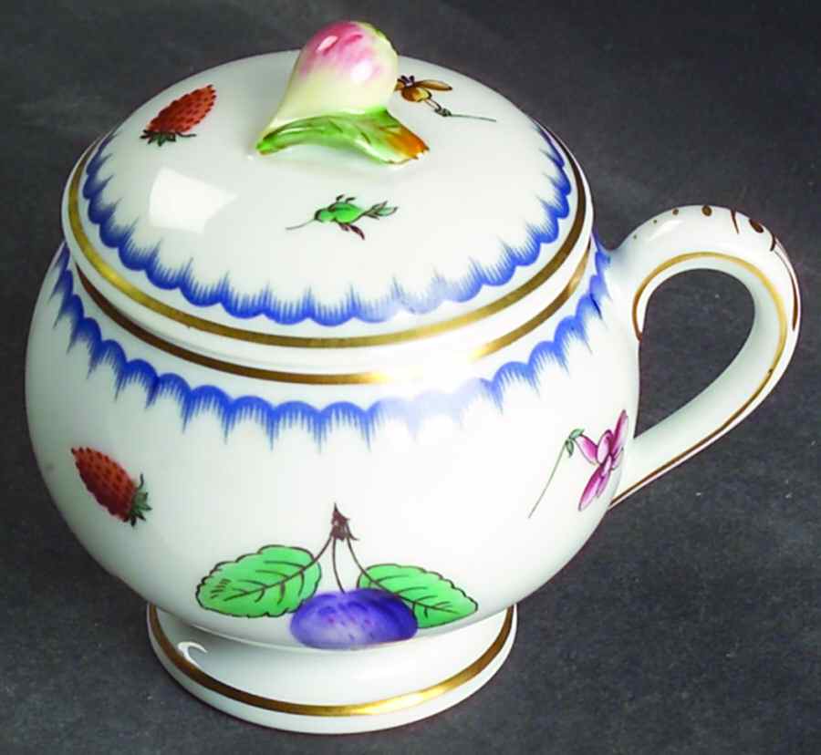 Italian Fruits (Antico Doccia) 2 Pc Pot de Creme w/Lid & Base by Ginori 1735-1