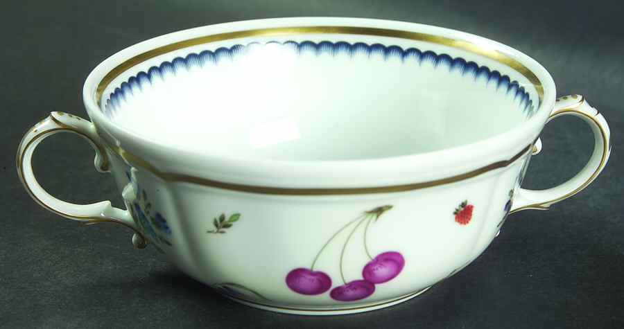 Italian Fruits (Antico Doccia) Flat Cream Soup Bowl by Ginori 1735-1