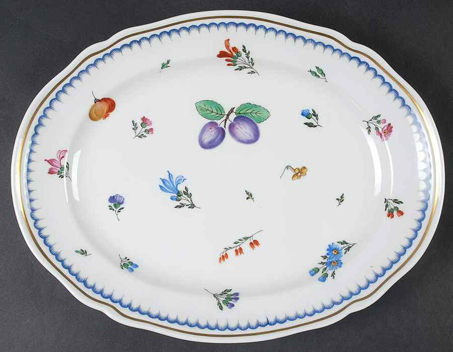 Italian Fruits (Antico Doccia) 12" Oval Serving Platter by Ginori 1735-1