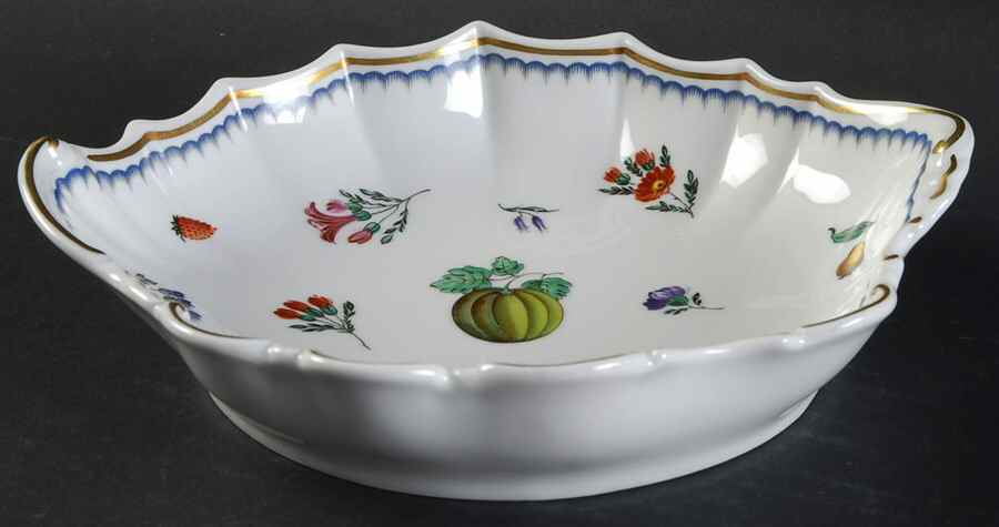 Italian Fruits (Antico Doccia) 8" Shallow Oval Bowl by Ginori 1735-1