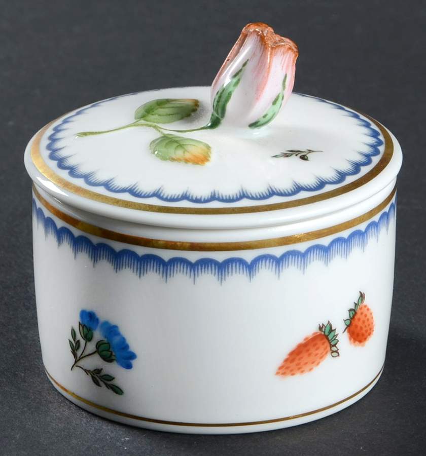 Italian Fruits (Antico Doccia) 2" Round Box & Lid by Ginori 1735-1
