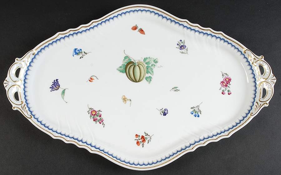 Italian Fruits (Antico Doccia) 16" Oblong Handled Tray by Ginori 1735-1