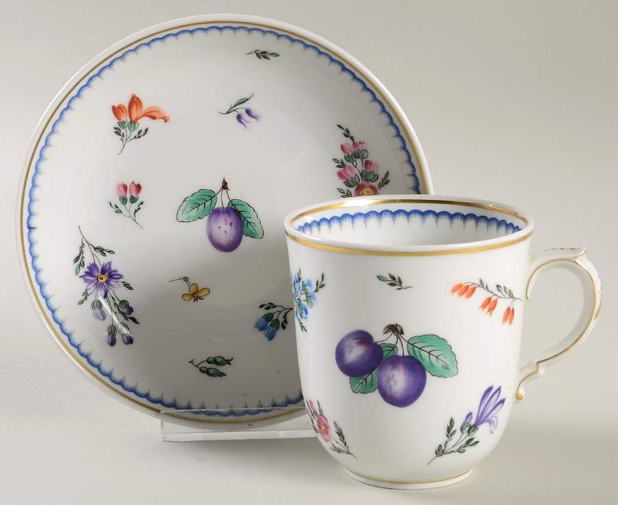 Italian Fruit (Impero) Flat Cup & Saucer Set by Ginori 1735-1