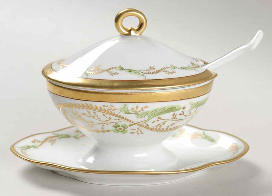 La Scala Mustard with Attached Underplate, Lid and Spoon by Ginori 1735-1