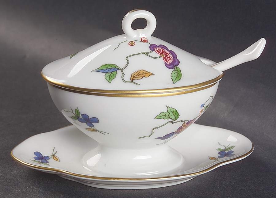 Oriente Mustard with Attached Underplate, Lid and Spoon by Ginori 1735-1