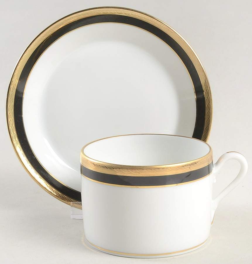 Palermo Black Flat Cup & Saucer Set by Ginori 1735-1